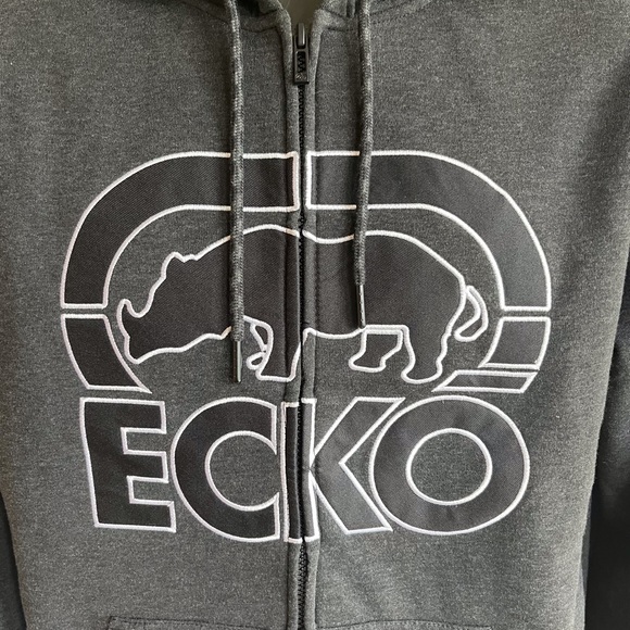 Ecko full zip Hoodie jacket men’s Small dark Gray with front logo, front pockets - Picture 2 of 9